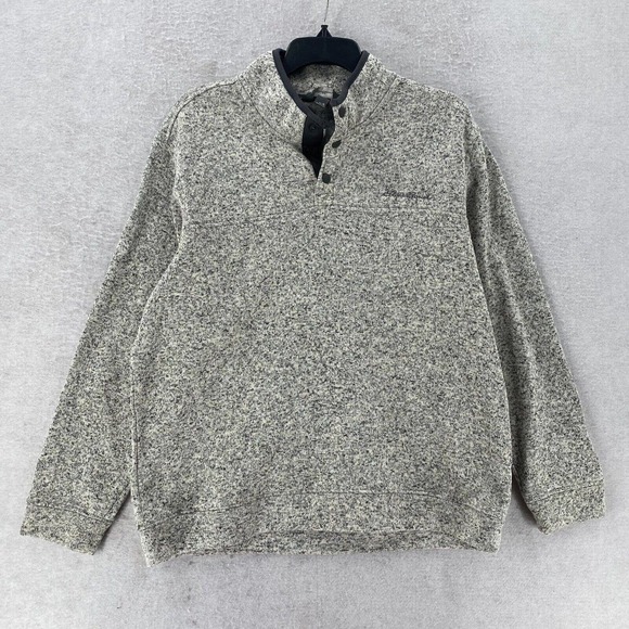 Eddie Bauer Fleece Henley Pullover Mens XL Radiator Snap Front Sweater Gray NICE - Picture 1 of 12